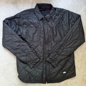 North Face Reversible Quilted Shirt Jacket Men's Medium Black & Burgundy